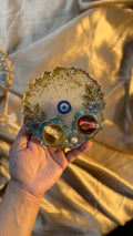 Glittery evil eye plate in 5 inches